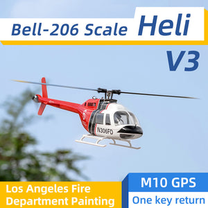 FLY WING Bell 206 V3/V4 Class 470 6CH Brushless Motor GPS Fixed Point Altitude Hold Scale RC Helicopter