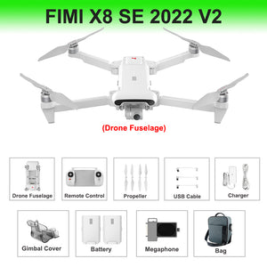 FIMI X8 SE 2022 V2 10KM FPV With 3-axis Gimbal 4K Camera HDR Video GPS 35mins Flight Time RC Quadcopter RTF with Airthrow Megaphone Module