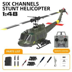 RC ERA C032 UH-1 2.4G 6CH 6-axis Gyroscope 1:48 Scale Huey Altitude Hold Optical Flow Positioning TOF Altitude Hold Flybarless RC Helicopter RTF