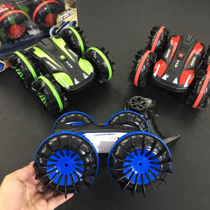 Waterproof rc car 2.4G 4WD 360 rotating stunt amphibious remote control car toy