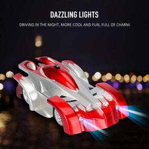 Wall climbing rc car with LED lights 360 degree stunt car