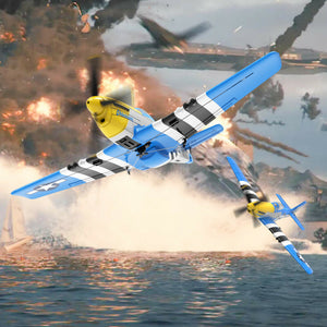 VolantexRC Mini Mustang P-51D V2 EPP 400mm Wingspan 2.4G 4CH 6-Axis Gyro One Key Aerobatics XPilot Stabilization System RC Airplane Trainer RTF for Beginner