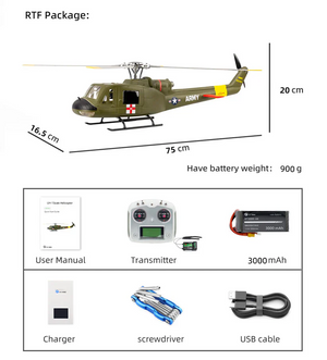 FlyWing Huey UH1 V4  6CH with ACE Flight Control GPS Self-stabilizing RC Helicopter