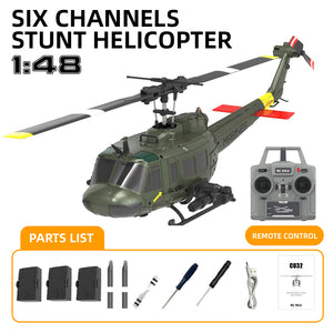 RC ERA C032 UH-1 2.4G 6CH 6-axis Gyroscope 1:48 Scale Huey Altitude Hold Optical Flow Positioning TOF Altitude Hold Flybarless RC Helicopter RTF