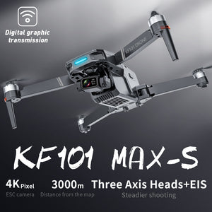 KFPLAN KF101 MAX-S GPS 3KM Repeater Digital FPV with Real 4K HD ESC Camera 3-Axis EIS Gimbal Optical Flow Positioning Brushless Foldable RC Drone Quadcopter RTF