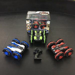 Waterproof rc car 2.4G 4WD 360 rotating stunt amphibious remote control car toy